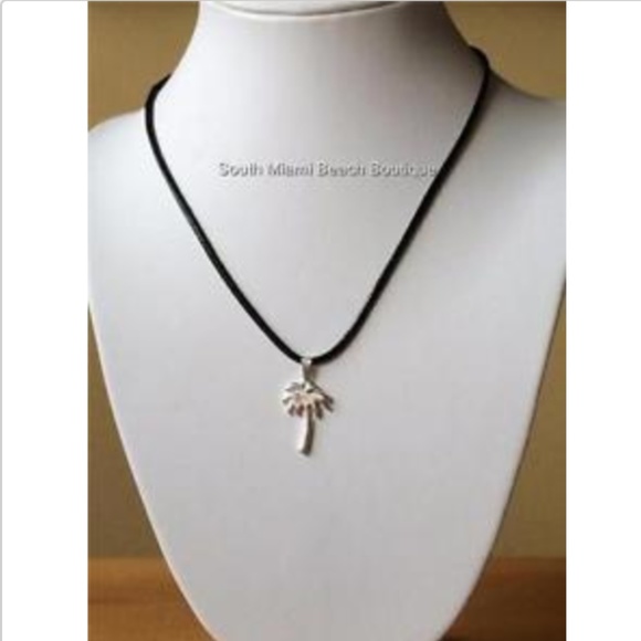 Silver Coconut Palm Tree Necklace Island 17-19" - Picture 5 of 8